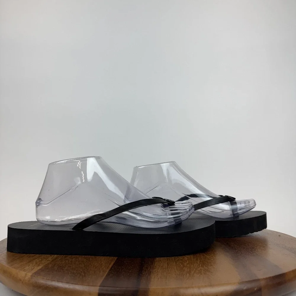New Womens Tory Burch Black Comfort Platfom Thong Flip‎ Flops Shoes 10 M